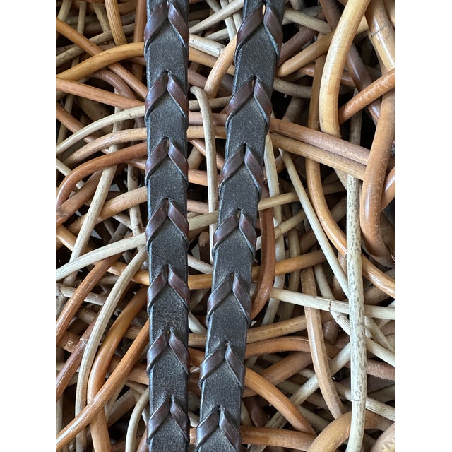 Vintage English Leather Laced Braided Snaffle Horse Reins For Sale - Image 13 of 17