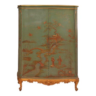 1950s Vintage Italian Casa Padrino Handpainted & Gilt Baroque Armoire For Sale