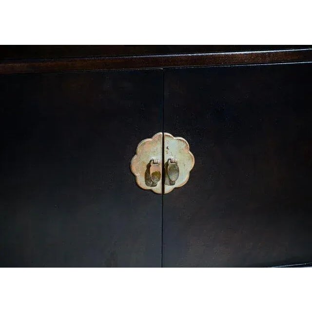 Mid-Century Modern Espresso Stained Mid- Century Chinoiserie Style Buffet by Landstrom Furniture For Sale - Image 3 of 4