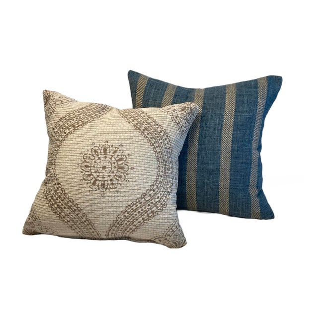 Medallion Pillow Cover in Warm Neutrals 20x20 Custom made Backed in self fabric Knife-edge finish Insert not included Sold...