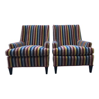 20th Century Century Furniture Kravet Stripe Club Chairs - a Pair For Sale