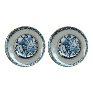 Delft 18th Century Floral Plates - a Pair For Sale