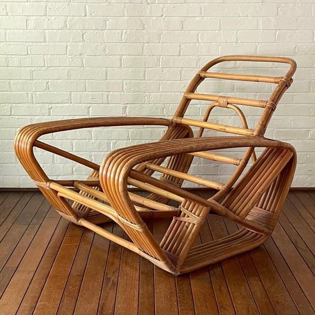 Paul Frankl 6-Band Rattan Pretzel Arm Chaise For Sale - Image 9 of 9