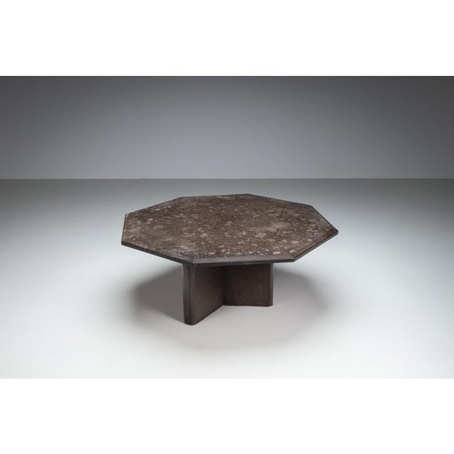 Large Octagonal Coffee Table with Posidonia Slate Top, 1970s For Sale - Image 14 of 14