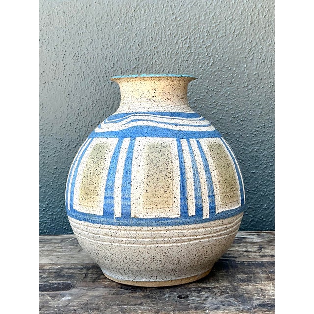 Ceramic Vintage Hand Painted Original Studio Pottery Vase For Sale - Image 7 of 12