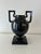 Sleek, high gloss ovoid black Grecian black vase with double handles. Grecian style amphora. Porcelain crafted in Japan,...