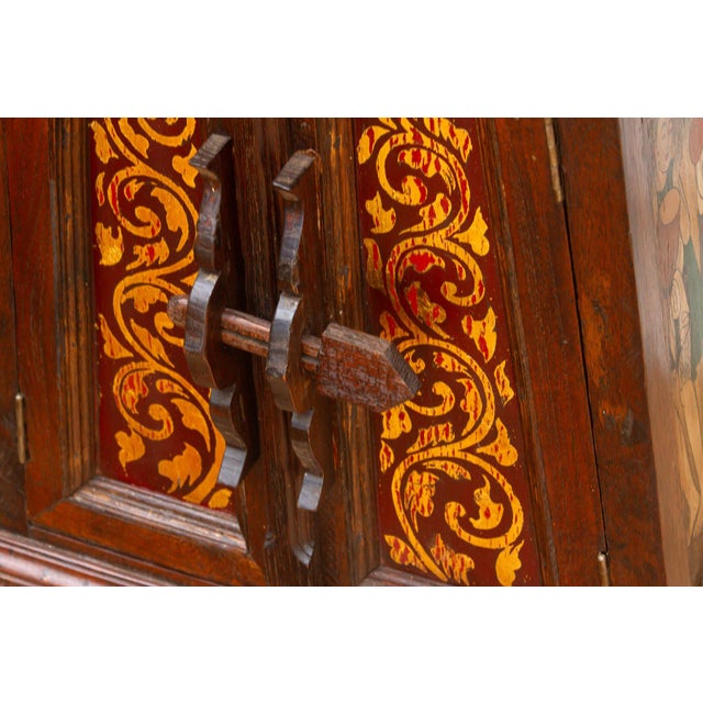 Small Mid-20th Century Hand Painted Thai Cabinet For Sale In Los Angeles - Image 6 of 9