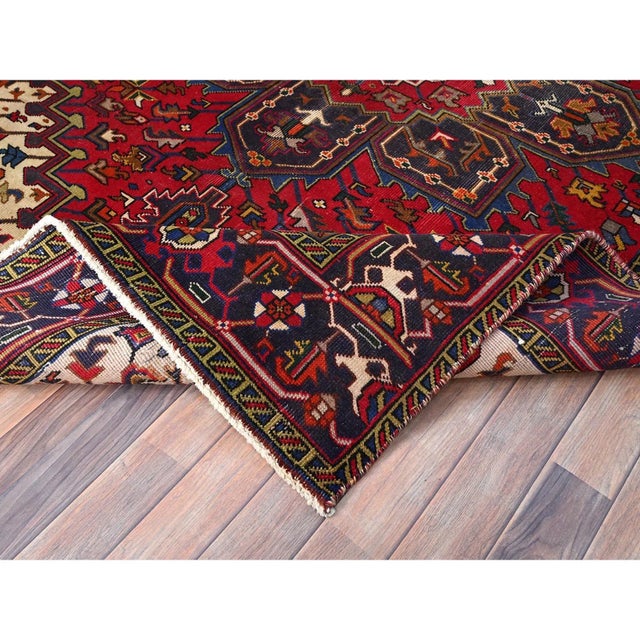 Textile 1960s Red Semi Antique Persian Heriz Rug For Sale - Image 7 of 12
