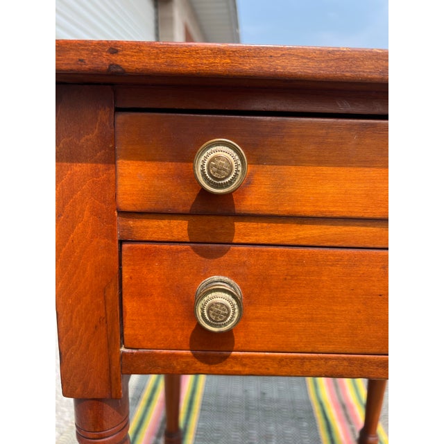 A Sheraton Cherry Turned Leg Two Drawer Side Table, Pennsylvania, Circa 1820's Lancaster or Chester County of PA, Circa...