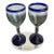 Pair of Hand-Blown-Style Stemmed Wine or Cordial Glasses For Sale