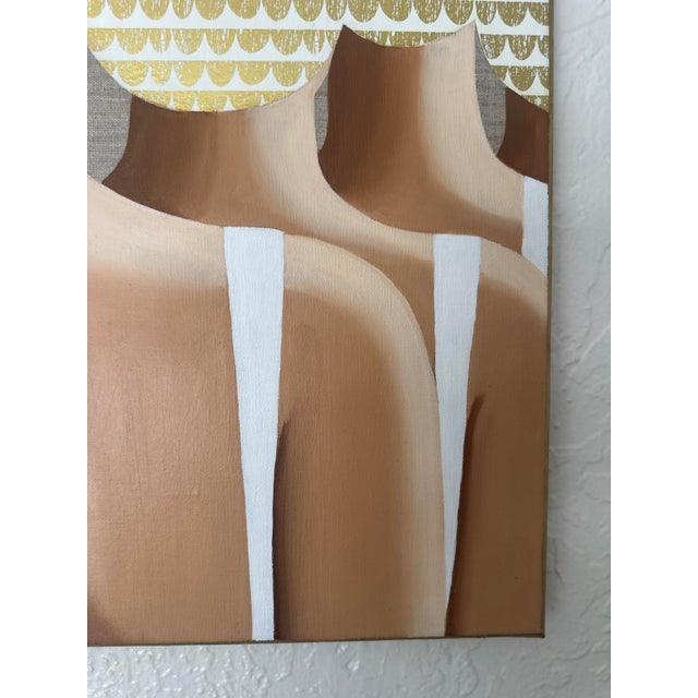 Textile 4 Swimmers on the Beach - Acrylic and Oil on Canvas by Wencke Uhl For Sale - Image 7 of 14