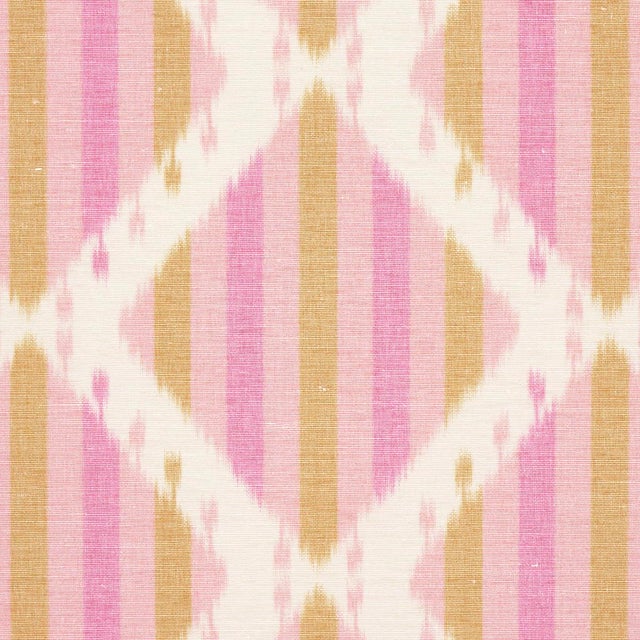 Schumacher SAMPLE - Schumacher Kai Striped Ikat Fabric In Pink For Sale - Image 4 of 4