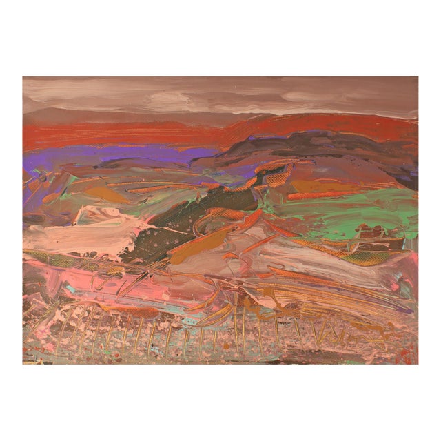 1980s “Deep Purple Dream” Abstract Acrylic Landscape Painting by Harry Hilson For Sale