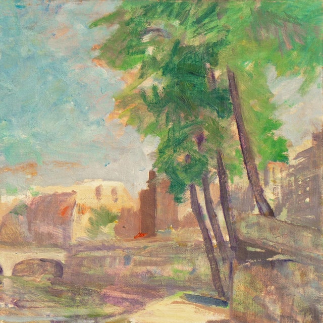 'Paris in the Spring' by Ejnar Kragh, 1950, Seine and the Pont Neuf, Danish Post-Impressionist Oil For Sale - Image 4 of 9
