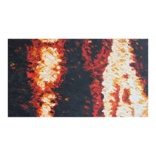 Mid-20th Century Large Black, Red, Orange, and White Abstract Expressionist Painting For Sale