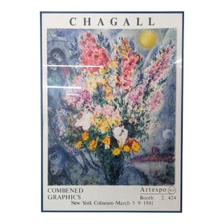 Framed Chagall Exhibition Lithograph Poster - Artexpo Ny 1981 For Sale