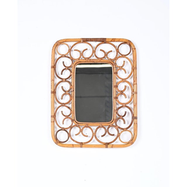Bamboo and Rattan Rectangular Wall Mirror, Italy, 1970s For Sale - Image 9 of 15