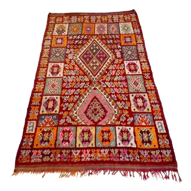 1980s Vintage Moroccan Boujad Rug For Sale - Image 4 of 4