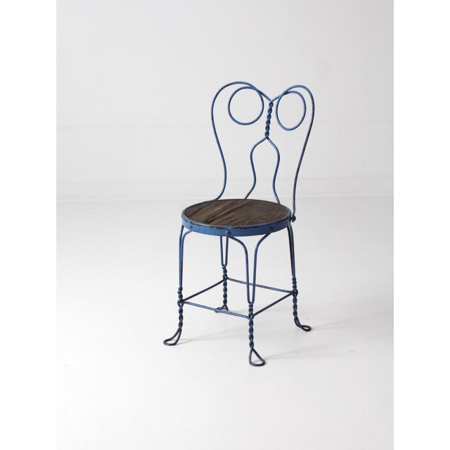 Blue Early 20th Century Blue Ice Cream Parlor Chair For Sale - Image 8 of 9