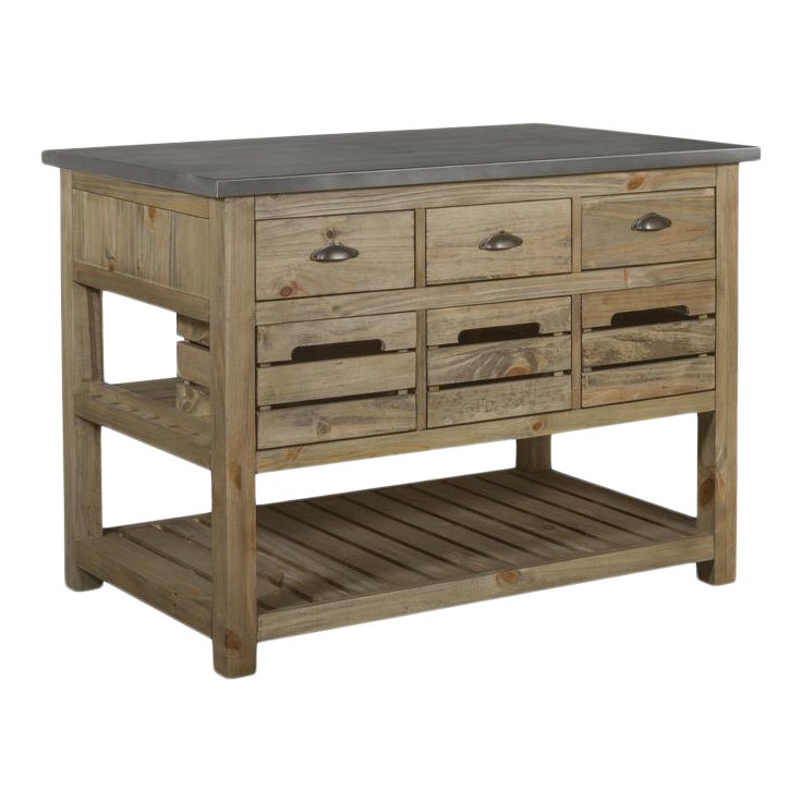 Crafters And Weavers Barlow Crate Kitchen Island Rustic Pine And