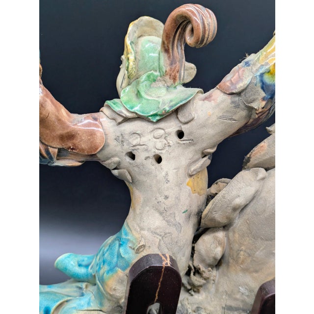 Antique Chinese Polychrome Glazed Imperial Tile: Warrior/Deity Riding a Horse For Sale - Image 9 of 9