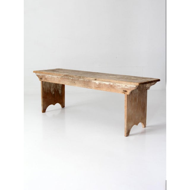 Antique Primitive Wood Farmhouse Bench For Sale - Image 11 of 16