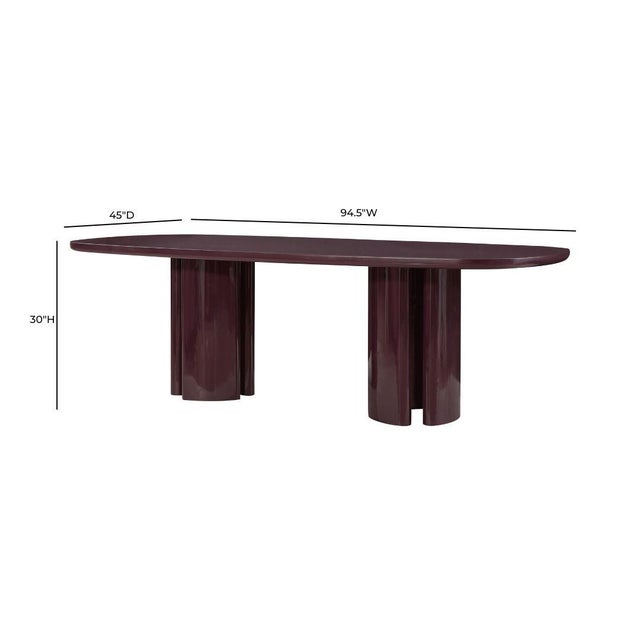 Zola Burgundy Lacquer Oval Dining Table For Sale - Image 10 of 11