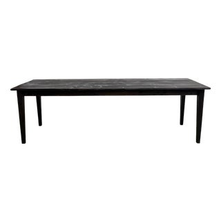 Large Farmhouse Shou Sugi Ban Table in Burnt Wood, 1950s For Sale