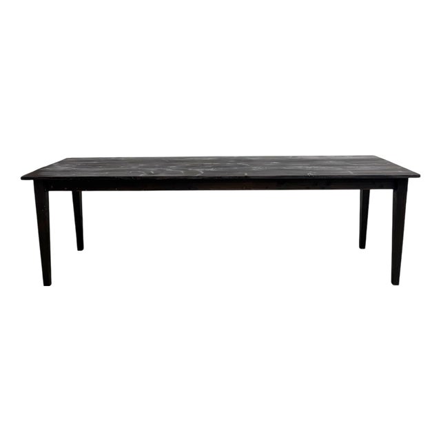 Large Farmhouse Shou Sugi Ban Table in Burnt Wood, 1950s For Sale