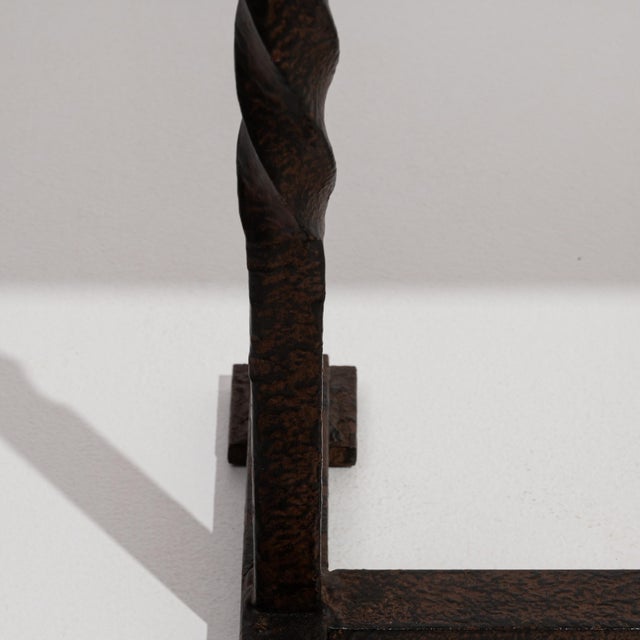 1970s Pair Of Oak Side Tables With Iron Base For Sale In Greensboro - Image 6 of 15