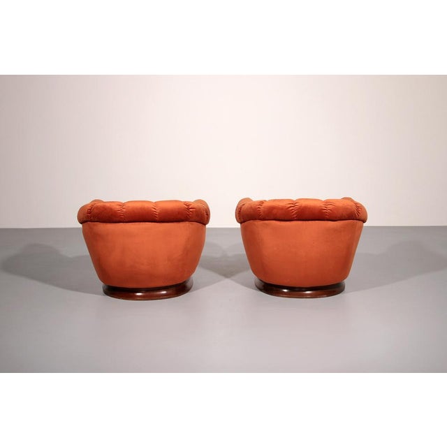 Italian Lounge Chairs in Orange Copper Velvet, 1950s, Set of 2 For Sale - Image 4 of 11
