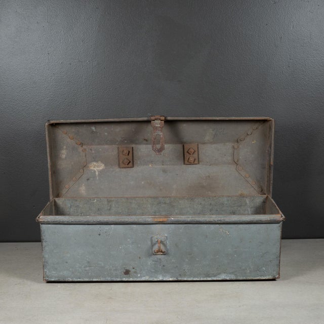 Early 20th C. Factory Toolbox With Solid Bronze Handle C.1930-1940 For Sale In San Francisco - Image 6 of 10