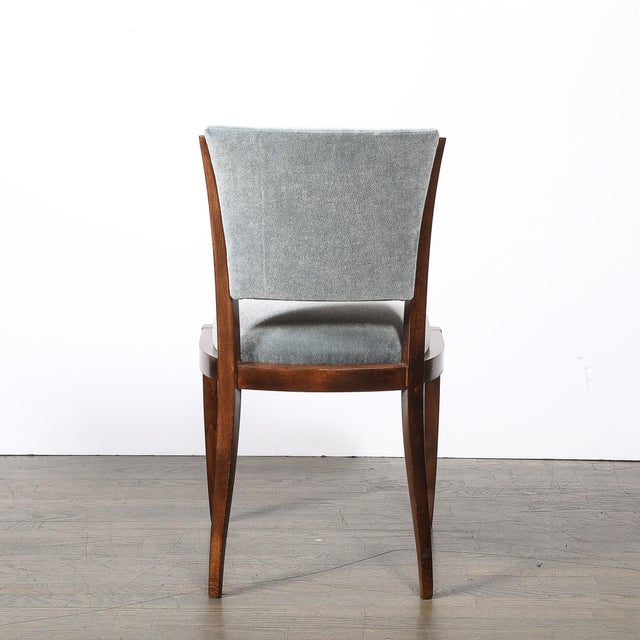 Set of Eight Art Deco Sculptural Walnut Dining Chairs in Plush Mohair Upholstery For Sale - Image 13 of 18