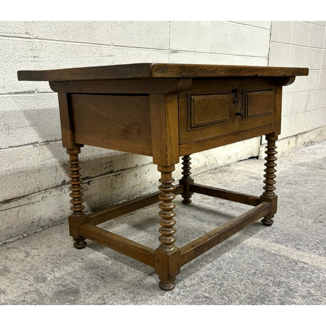 Brown Antique Rustic Spanish Colonial Farm Table Library Table Work Table For Sale - Image 8 of 12