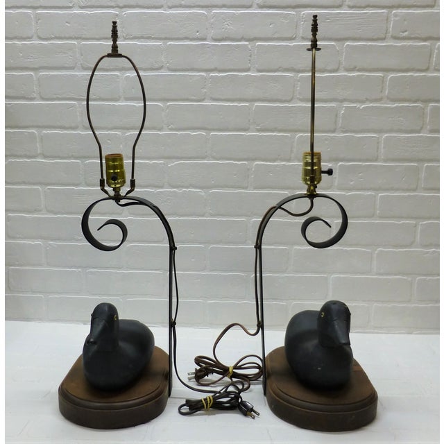 Vintage Carved Wood Decoy Duck Lamps a Pair Chairish