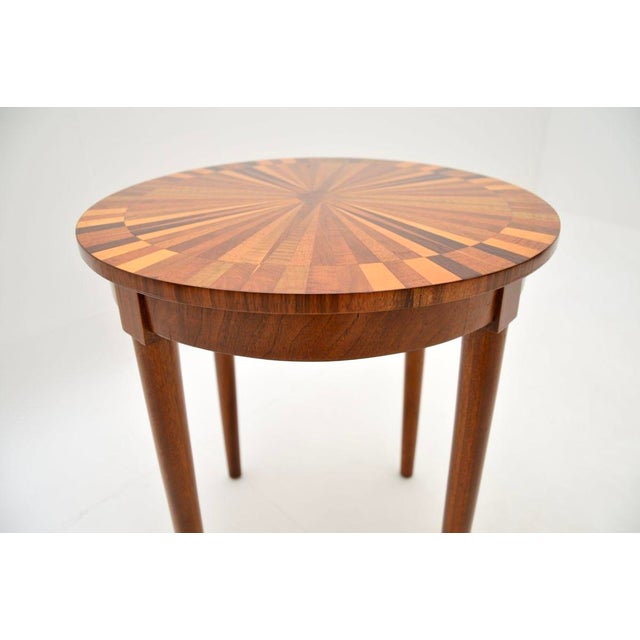 Brown Vintage French Inlaid Starburst Side Table, 1950s For Sale - Image 8 of 9