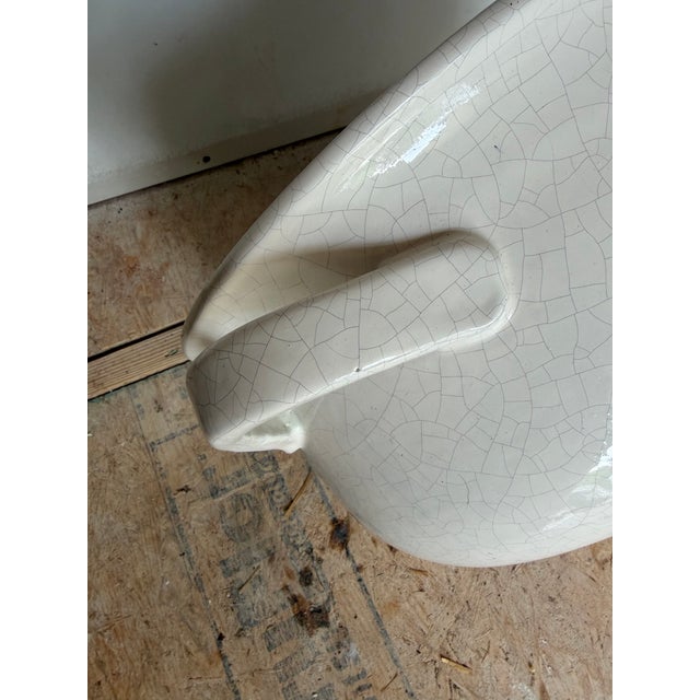 White Oversized White Stoneware Cachepot With Handles For Sale - Image 8 of 8