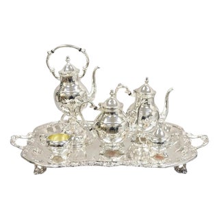 Vintage Fb Rogers Victorian Silver Plated Tea Set With Tilting Pot - 6 PCS For Sale