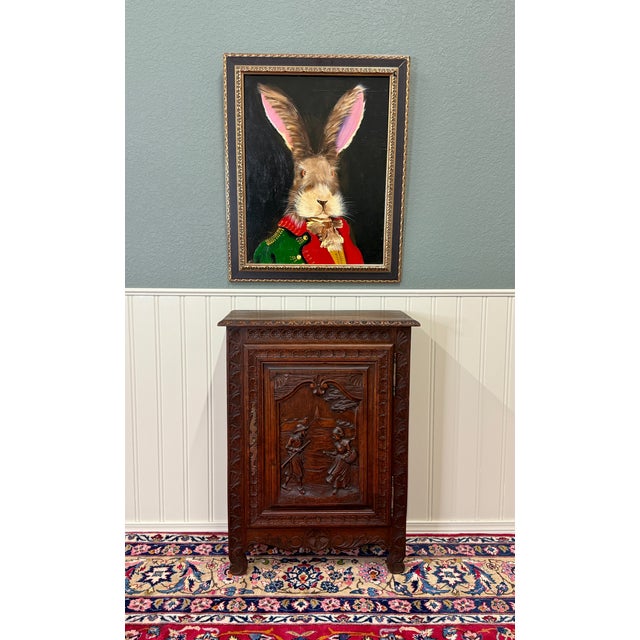 French Antique French Breton Jam Cabinet Cupboard Storage Drawer Carved Oak 19th C For Sale - Image 3 of 18