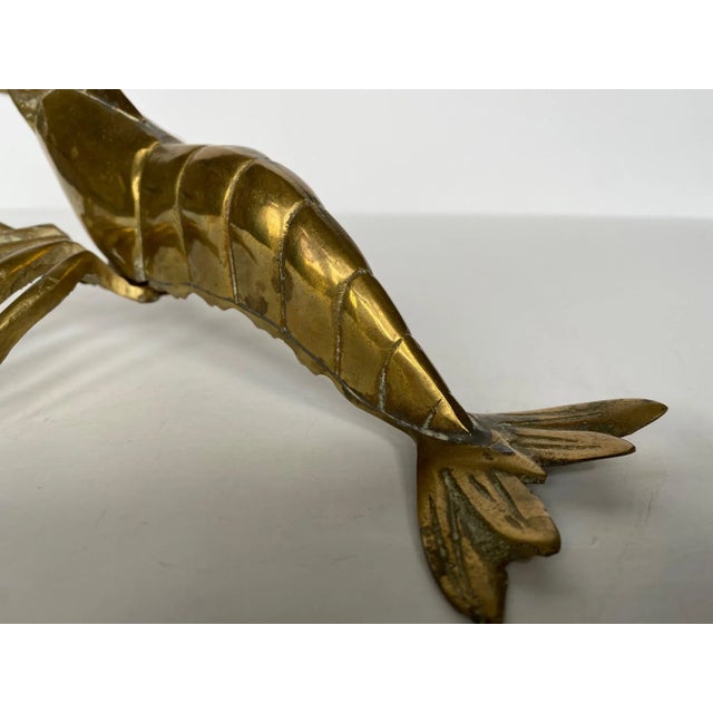 Vintage Mid-Century Modern Solid Brass Lobster Sculpture For Sale In Austin - Image 6 of 13