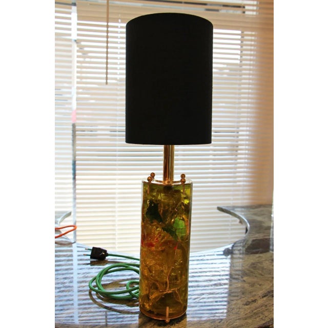 Green Fractal Resin Lamp with Brass Base, 1970s For Sale - Image 10 of 10