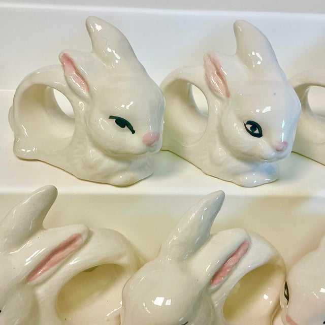 Vintage Trompe L’Oeil Hollywood Regency Boho Chic Bunny Napkin Rings - Set of 8 - Easter. For Sale - Image 14 of 18