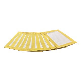White With Yellow Band 12 X 16, Linen Poly Placemats - 10 pcs For Sale