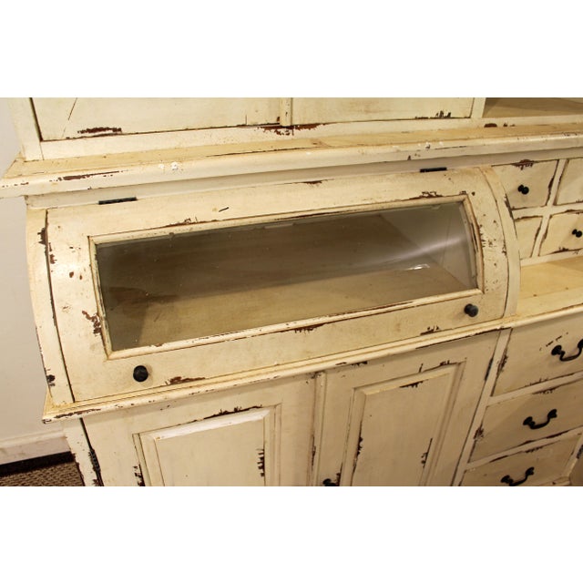 Large Country French Rustic Distressed White Bread Cupboard Chairish
