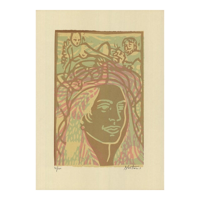 1970 Phyllis Lucas 'Ecstasy' Contemporary Neutral,Green,Brown Lithograph For Sale