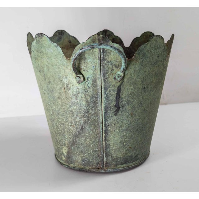 20th Century Verdigris Copper Arts & Crafts French Bucket or Planter For Sale - Image 4 of 10