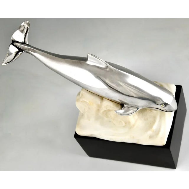 Marcel Bouraine, Art Deco Whale in the Waves, 1925, Bronze For Sale - Image 11 of 13