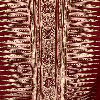 Lee Jofa Red Indian Zag Linen Cotton Fabric- 1 1/4 Yards For Sale