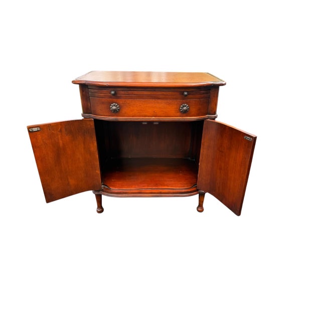 Brown English Regency Faux Book Bar Cabinet, Attributed to Theodore Alexander, Hand-Tooled Leather Top For Sale - Image 8 of 17