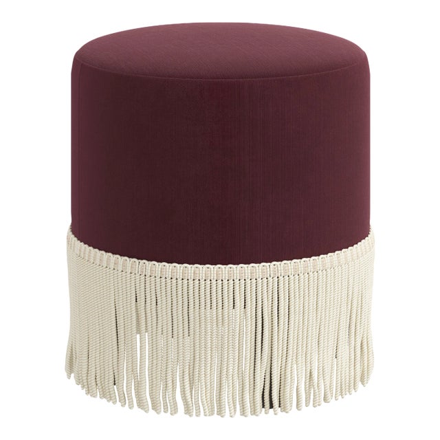 Fringe Ottoman in Titan Raisin For Sale